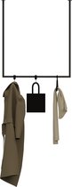 Porte-manteau suspendu TULUM 80cm (barre carrée) - y compris 8x crochets en S en cuir - HOYA Living (porte-manteau de plafond en acier noir - support de plafond - porte-serviettes - porte-manteaux - crochets en S)