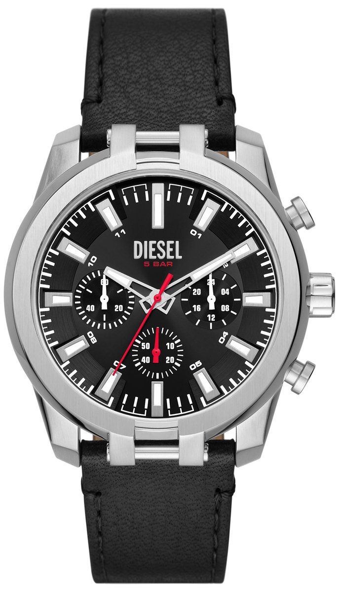 Diesel Split DZ4622 Horloge - Leer - Zwart - Ø 43 mm