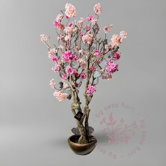 Seta Fiori - Kunstboom - Kunst Bloesem Boom - Sakura - Donker roze / Roze - 120cm - *AANBIEDING*
