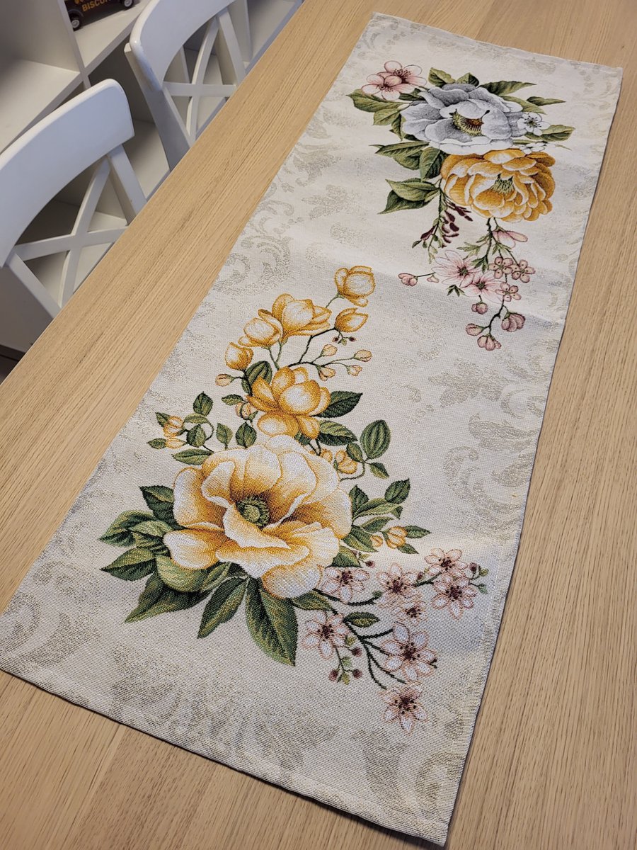 Tafelloper Gobelinstof Apple Blossom 100*40cm