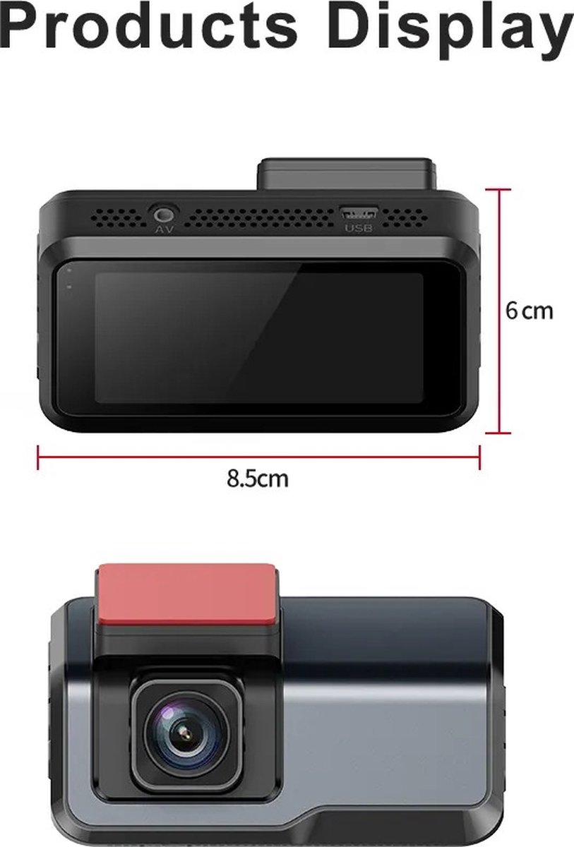 TechU™ Dashcam Camera – M45 Zwart – Dashboardcamera met Achteruitrijcamera – 3 inch Beeldscherm Full HD 1080P – 140° Wijdhoeklens – G-sensor – Loop recording – Bewegingssensor – Parkeermodus – Voor Auto – foto 8