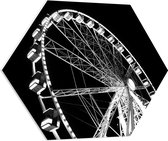 PVC Schuimplaat Hexagon - Reuzenrad - Zwart Wit - 70x60.9 cm Foto op Hexagon (Met Ophangsysteem)
