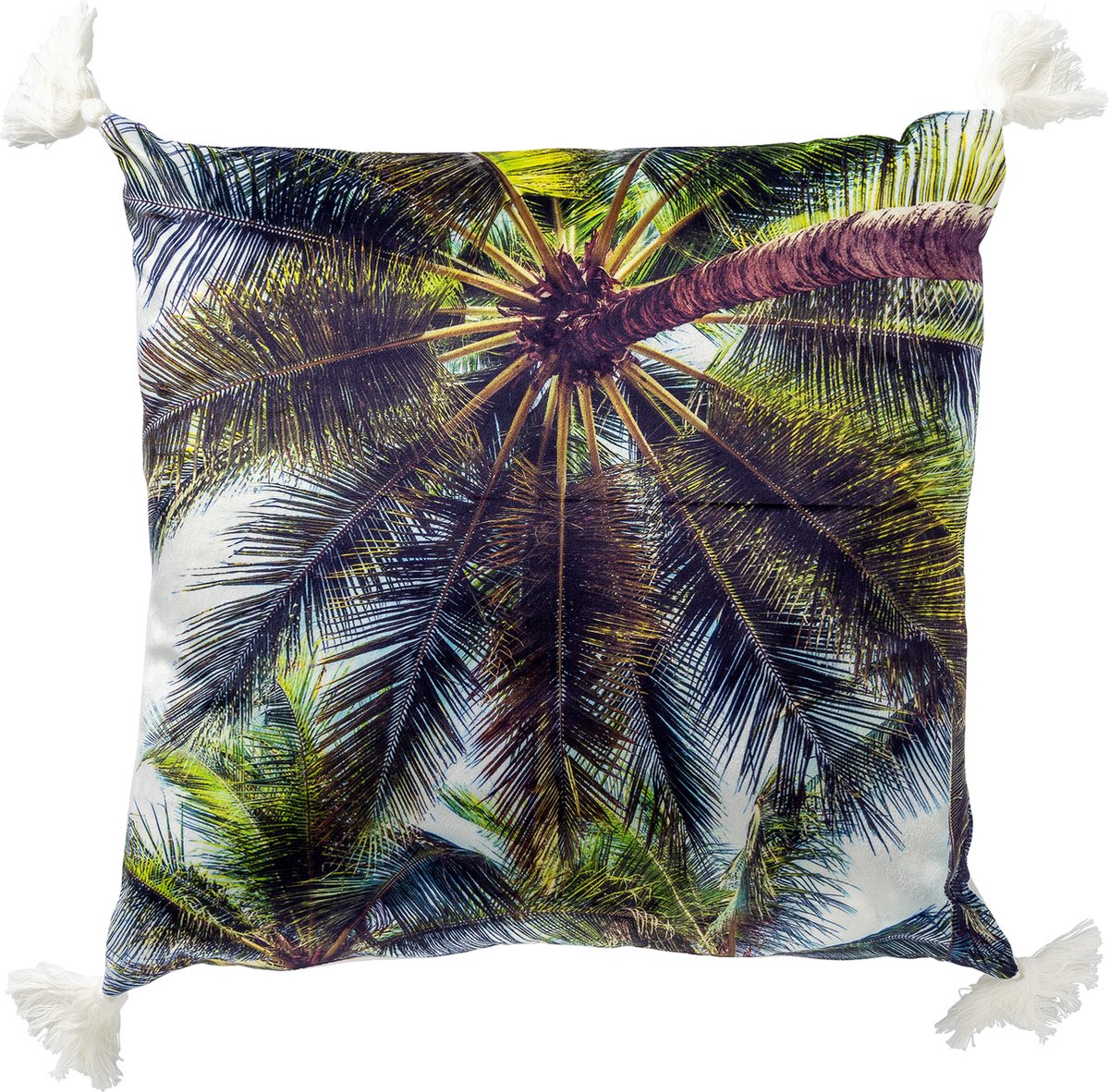 Dutch Decor BARBADOS - kussenhoes 45x45 cm - palmboom - Snow White - wit - met rits - zonder binnenkussen Gebroken wit