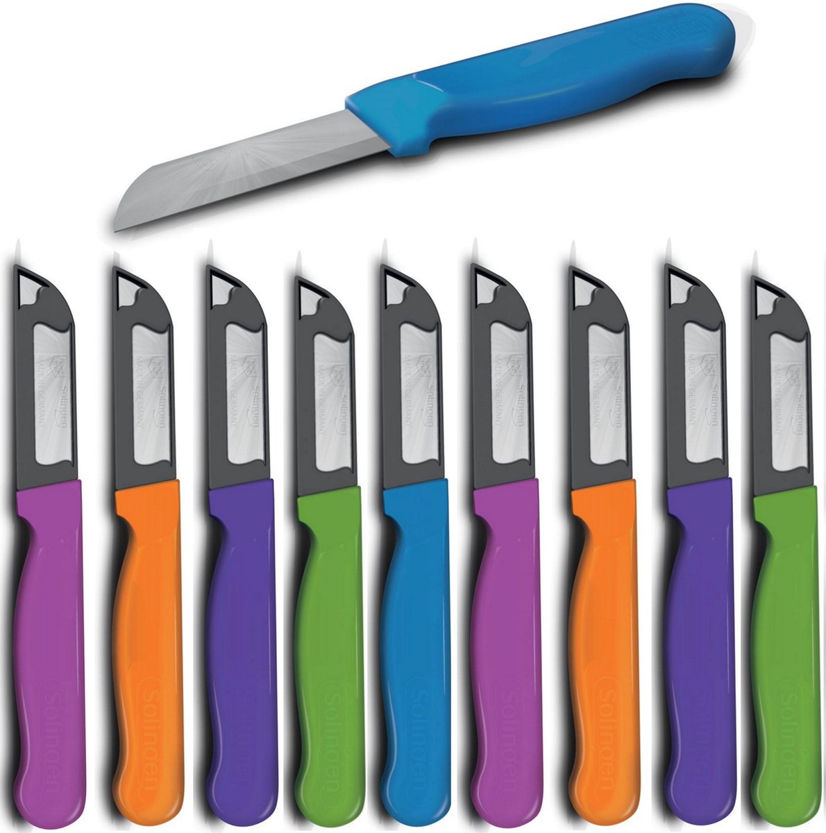 Solingen Schilmesje Robuust Handvat – RVS Glad – 16 cm met Blade Cover – Mix – 10 Stuks