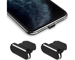 Lightning Stofdichte Plug Dopje geschikt voor Apple iPhone / iPad - Kapje voor Lightning Poort tegen Stof en Vuil Zwart (2-Pack)