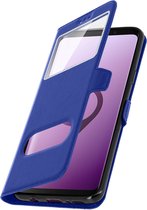 Geschikt voor Samsung Galaxy S9 Vensterhoes met Video Support blauw