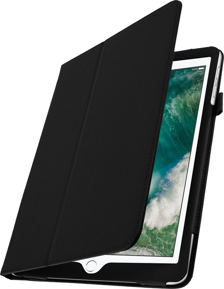 Avizar Housse Étui Clapet Protection pour Geschikt voor Apple iPad 5 / 6 / Air - Fonction Support, Zwart
