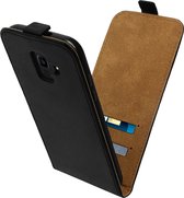 Geschikt voor Samsung Galaxy J6 Vertical Flip Case met Kaarthouder Paardenleer Effect zwart