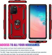 Ring Armor hoesje Geschikt voor Samsung Galaxy S10 Lite 2020 - Rood - Draaibare standaard - Magneet - ZT Accessoires