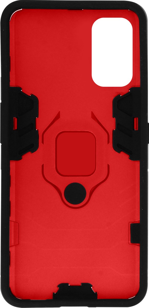 Geschikt voor Xiaomi Poco M3/9T Hybride Sshokbestendige hoes met ringsteun rood