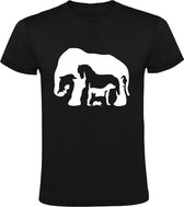 Dieren ilusie Heren T-shirt | gezichtsbedrog | rat | kat | hond | paard | dolfijn | olifant | liefhebber | dier | Zwart