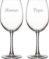 Rode wijnglas gegraveerd - 46cl - Maman & Papa