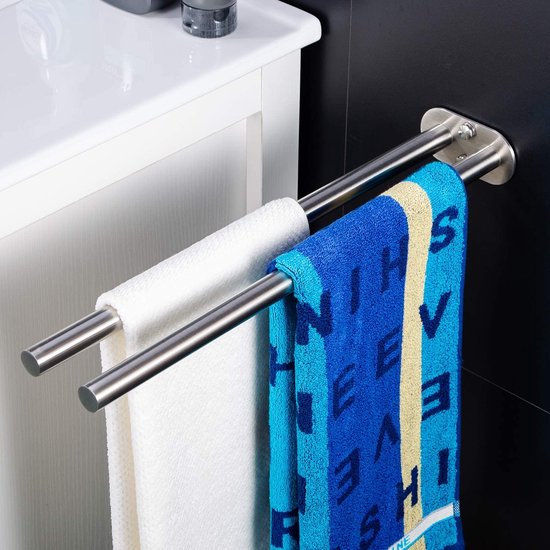 Handdoekhouder voor badkamer, uittrekbaar, 2 verdiepingen