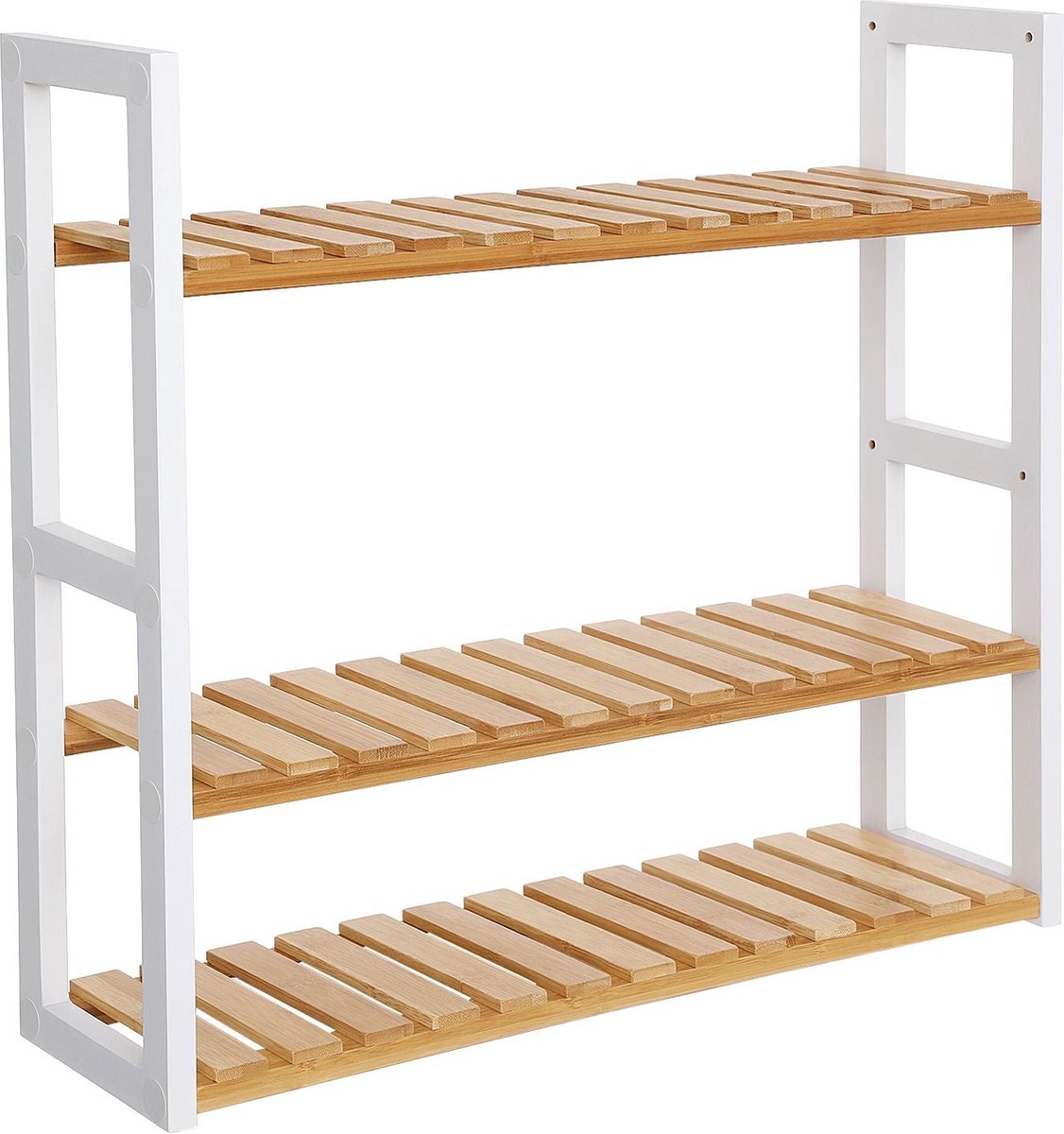 Badkamerrek met Verstelbare Legplanken - Bamboe - Naturel / Wit