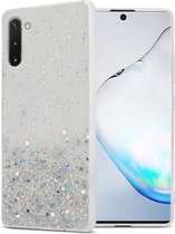 Cadorabo Hoesje voor Samsung Galaxy NOTE 10 in Transparant met Glitter - Beschermhoes van flexibel TPU silicone met fonkelende glitters Case Cover Etui
