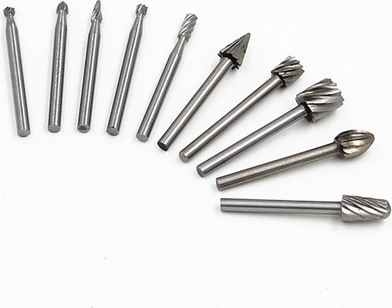Foto: Frezensets freesset 10 delig set van 10 frezen mini frezenset 3 mm inch houtbewerking hout multitool accessoiresset geschikt voor dremel multitools