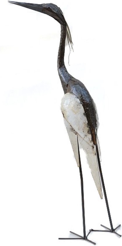 Floz Design groot metalen vogelfiguur - beeld reiger XL - fairtrade uit Zimbabwe