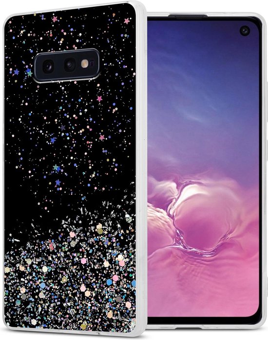 Cadorabo Hoesje geschikt voor Samsung Galaxy S10e in Zwart met Glitter - Beschermhoes van flexibel TPU silicone met fonkelende glitters Case Cover Etui