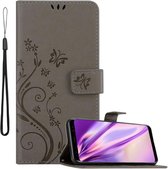 Cadorabo Hoesje voor Samsung Galaxy S8 in BLOEMEN GRIJS - Beschermhoes in bloemmotief met magnetische sluiting, standfunctie en kaartsleuven Book Case Cover Etui