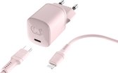 Fresh 'n Rebel Snellader iphone - Mini oplader Usb c inclusief Lightning Cable - 20W - Smokey Pink