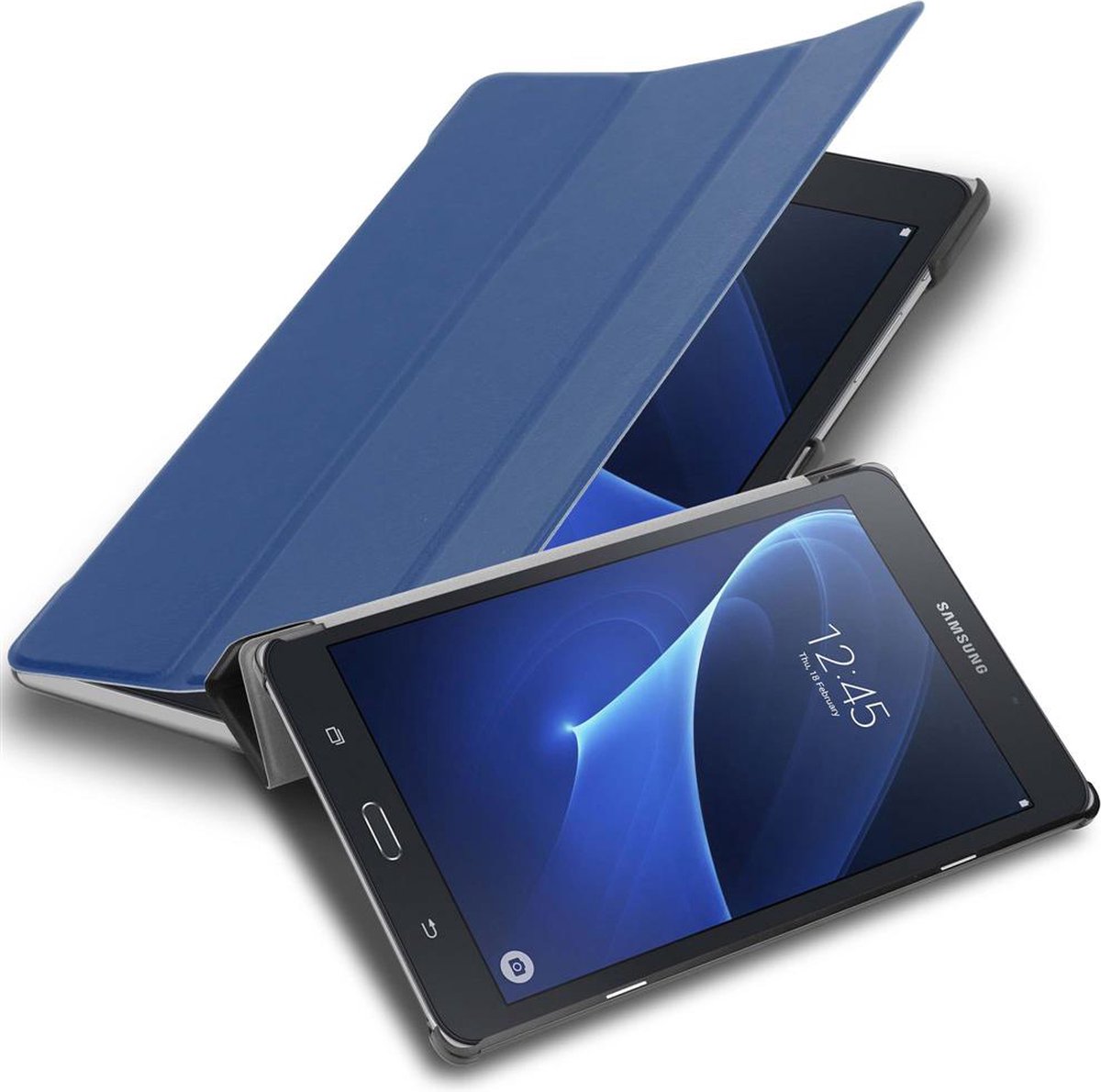Cadorabo Tablet Hoesje voor Samsung Galaxy Tab A 2016 (7.0 inch) in JERSEY DONKER BLAUW - Ultra dun beschermend geval ZONDER automatische Wake Up en Stand functie Book Case Cover Etui