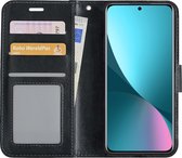Hoes Geschikt voor Xiaomi 12X Hoesje Book Case Hoes Flip Cover Wallet Bookcase - Zwart.