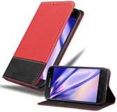 Cadorabo Hoesje geschikt voor Samsung Galaxy J3 2017 in ROOD ZWART - Beschermhoes met magnetische sluiting, standfunctie en kaartvakje Book Case Cover Etui