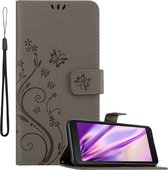Cadorabo Hoesje geschikt voor Samsung Galaxy XCover 5 in BLOEMEN GRIJS - Beschermhoes in bloemmotief met magnetische sluiting, standfunctie en kaartsleuven Book Case Cover Etui
