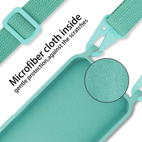 Cadorabo Mobiele telefoon ketting geschikt voor Apple iPhone 13 PRO in LIQUID TURKOOIS - Silicone beschermhoes met lengte verstelbare koord riem