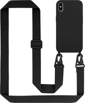 Cadorabo Mobiele telefoon ketting geschikt voor Apple iPhone XS MAX in LIQUID ZWART - Silicone beschermhoes met lengte verstelbare koord riem