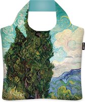 Ecozz - Vincent van Gogh - Cypresses - Cipressen - 100% gerecycled (rPet) – Öko-Tex - Voorzien van rits - Afsluitbaar - Opvouwbare boodschappentas - Waterresistant – Shopper - Eco-vriendelijk - Duurzaam