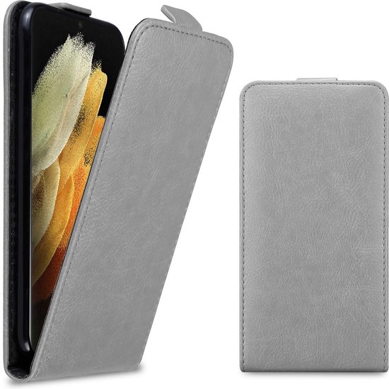 Coque Cadorabo pour Samsung Galaxy S21 ULTRA en GRIS TITANE - Coque de protection au design rabattable avec fermeture magnétique