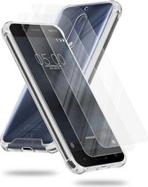 Cadorabo Hoes en 2x Tempered beschermglas compatibel met Nokia 5 2017 in TRANSPARANT - Hybride beschermhoes met TPU siliconen rand en acryl-glas achterkant