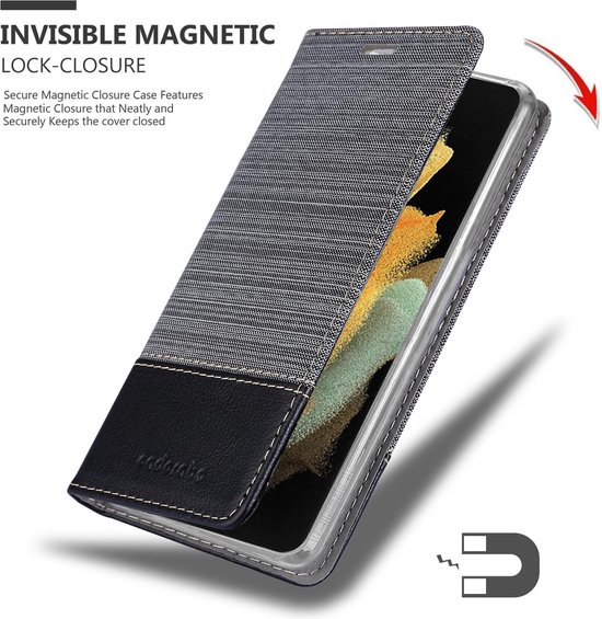 Coque Cadorabo pour Samsung Galaxy S21 ULTRA en GRIS NOIR - Coque de protection avec fermeture magnétique