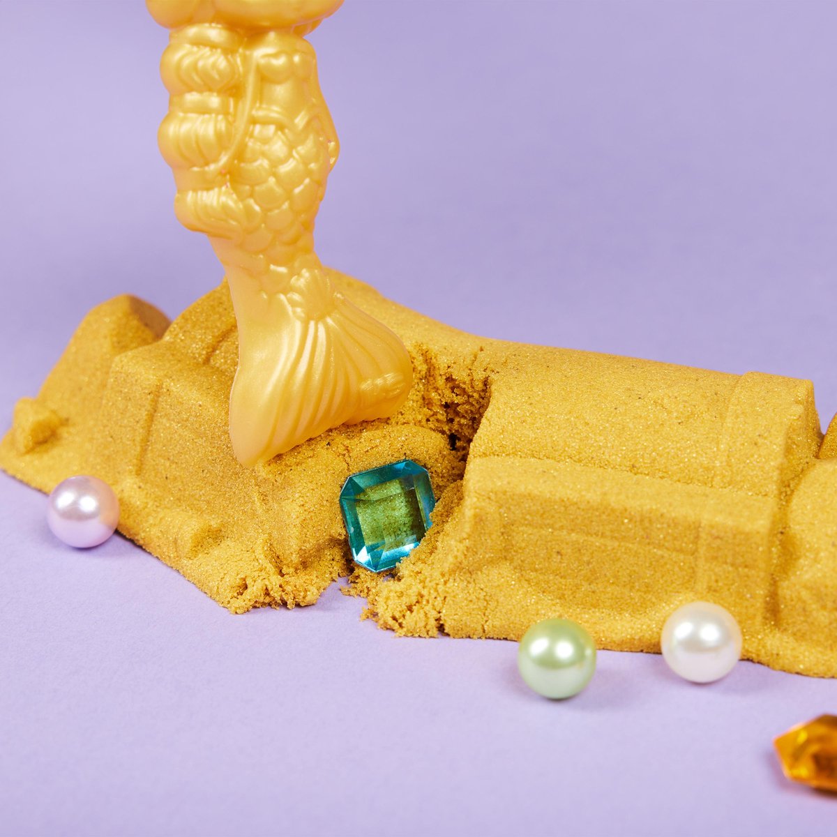 Kinetic Sand - Kristal Zeemeermin-speelset met 481 g goudkleurig glinsterend orig ineel kinetisch zandmet opbergbak en gereedschap - Sensoriche speelgoed — afbeelding 21