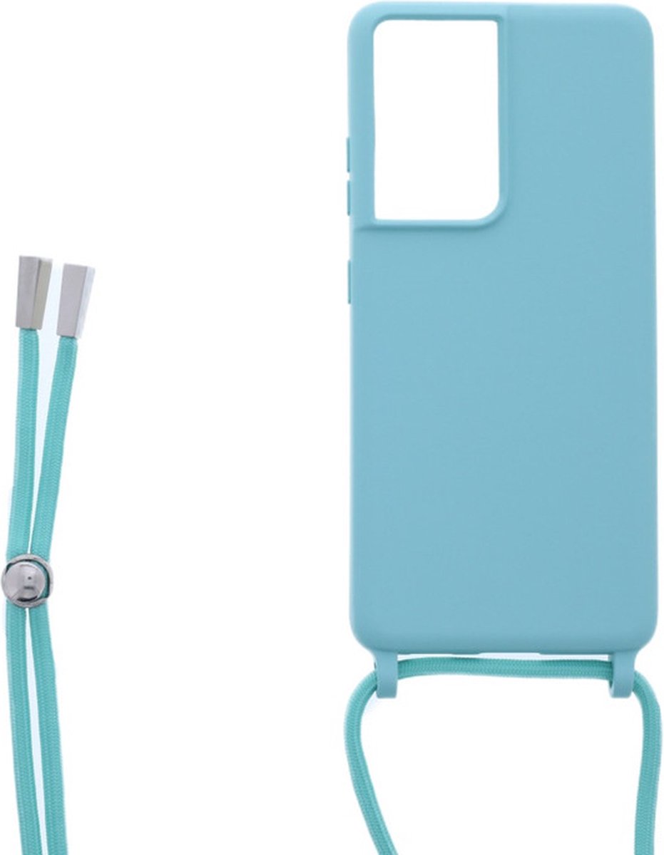 Ketting silicone telefoonhoesje Geschikt voor: Samsung Galaxy S21 Ultra - TPU - Silicone - Turquoise - ZT Accessoires