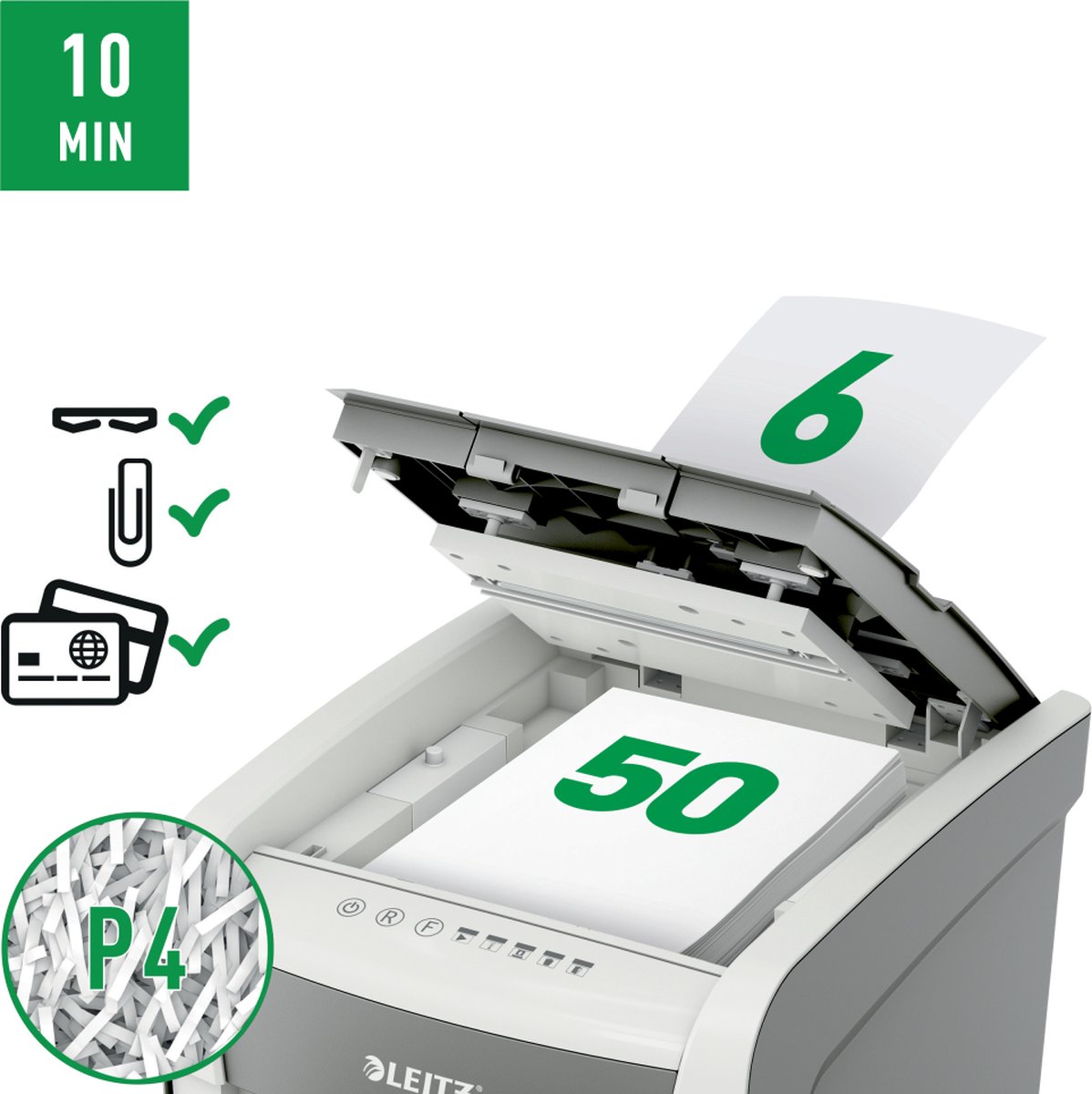 Leitz IQ Autofeed 50X: Volautomatische papierversnipperaar thumbnail 6