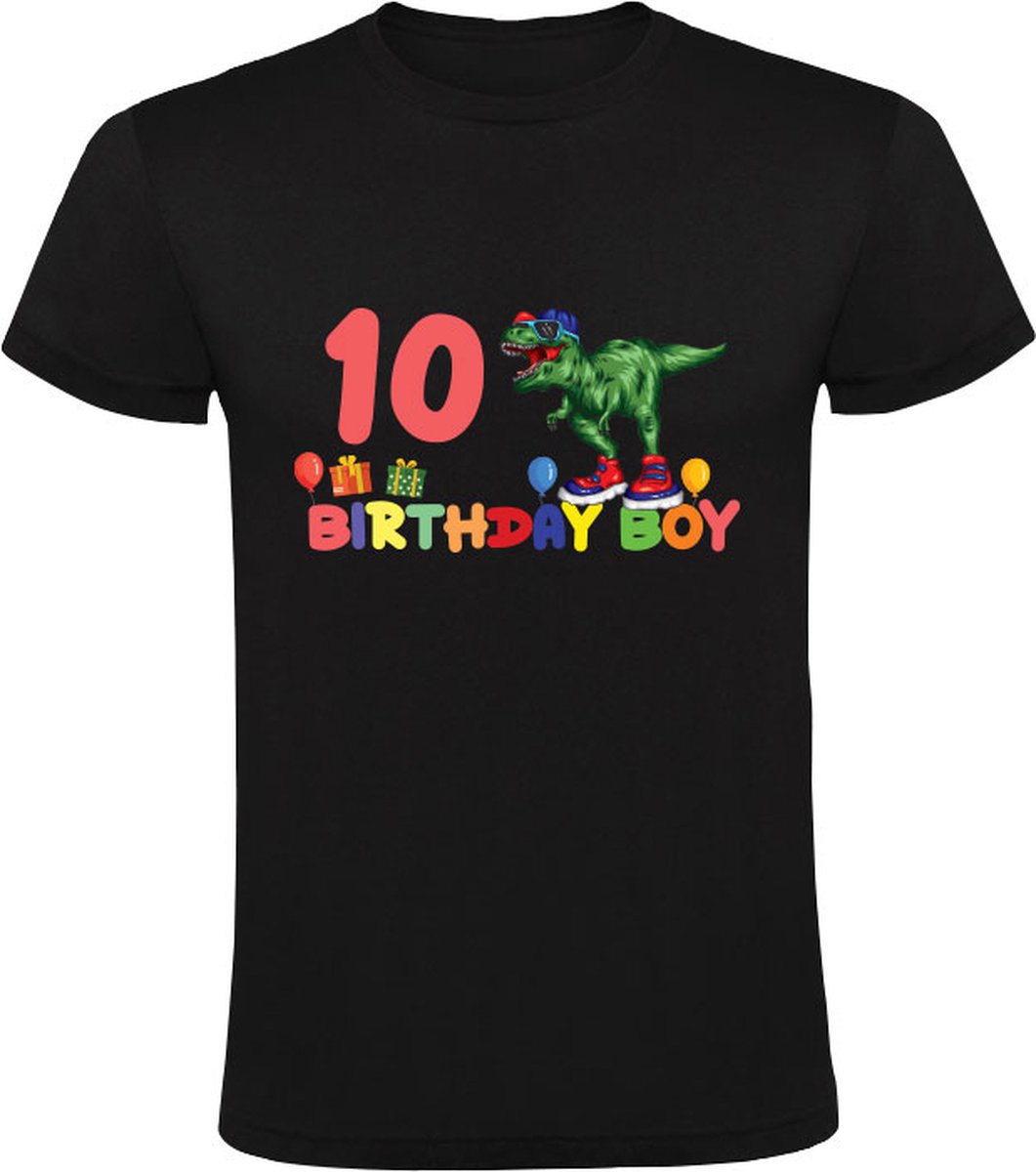 T-shirt Anniversaire 10 Ans Dinosaure - Cadeau Fille Garçon - Coupe Classique Légère