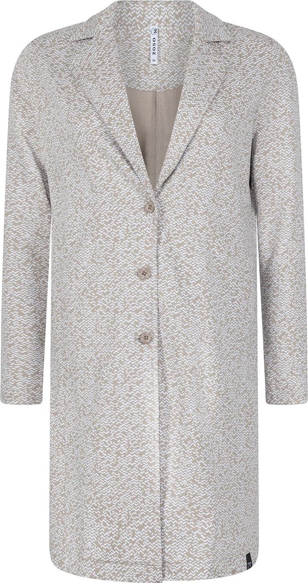 Zoso Blazer Madeline Long Printed Blazer 231 0007 Sand Dames Maat - XXL