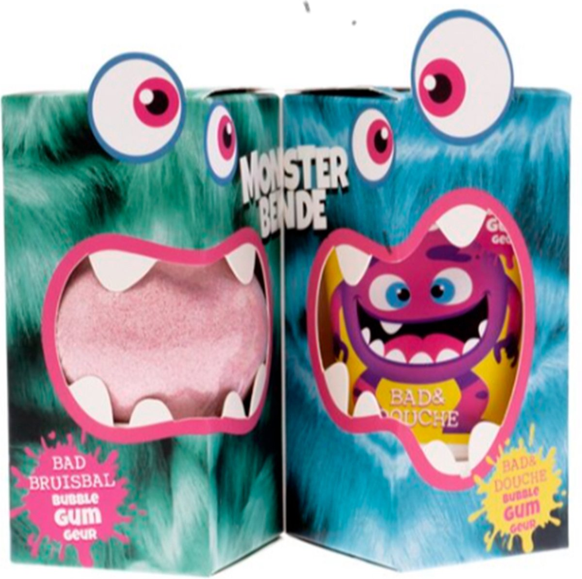 Bubble gum bruisbal en douche gel - Roze - Kauwgom geur - 1 Bruisbal - 75 ml douche gel - Cadeau
