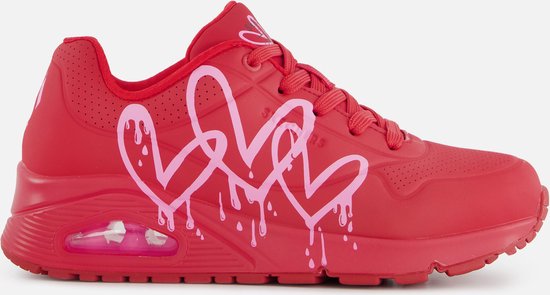 Skechers Uno Dripping Heart Rouge Synthétique - Femme - Taille 41