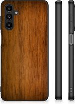 Leuk Case Super als Vaderdag Cadeaus Geschikt voor Samsung Galaxy A14 5G Smartphone Hoesje met Zwarte rand Donker Hout