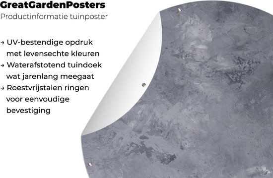 Garden Circle Ardoise - Béton - Rétro - Structures - Grijs - Rustique - 90x90 cm - Affiche de Jardin Ronde - Extérieur