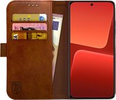 Rosso Element Book Case Wallet Hoesje Geschikt voor Xiaomi 13 | Portemonnee | 3 Pasjes | Magneetsluiting | Stand Functie | Bruin