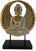 Decoratieve figuren DKD Home Decor Zwart Gouden Metaal Boeddha Hars Orientaals (25 x 8 x 33 cm)