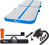KM-Fit Airtrack - Turnmat - 5 m - Gymnastiekmat Opvouwbaar - Incl. elektrische pomp & patch kit - Blauw