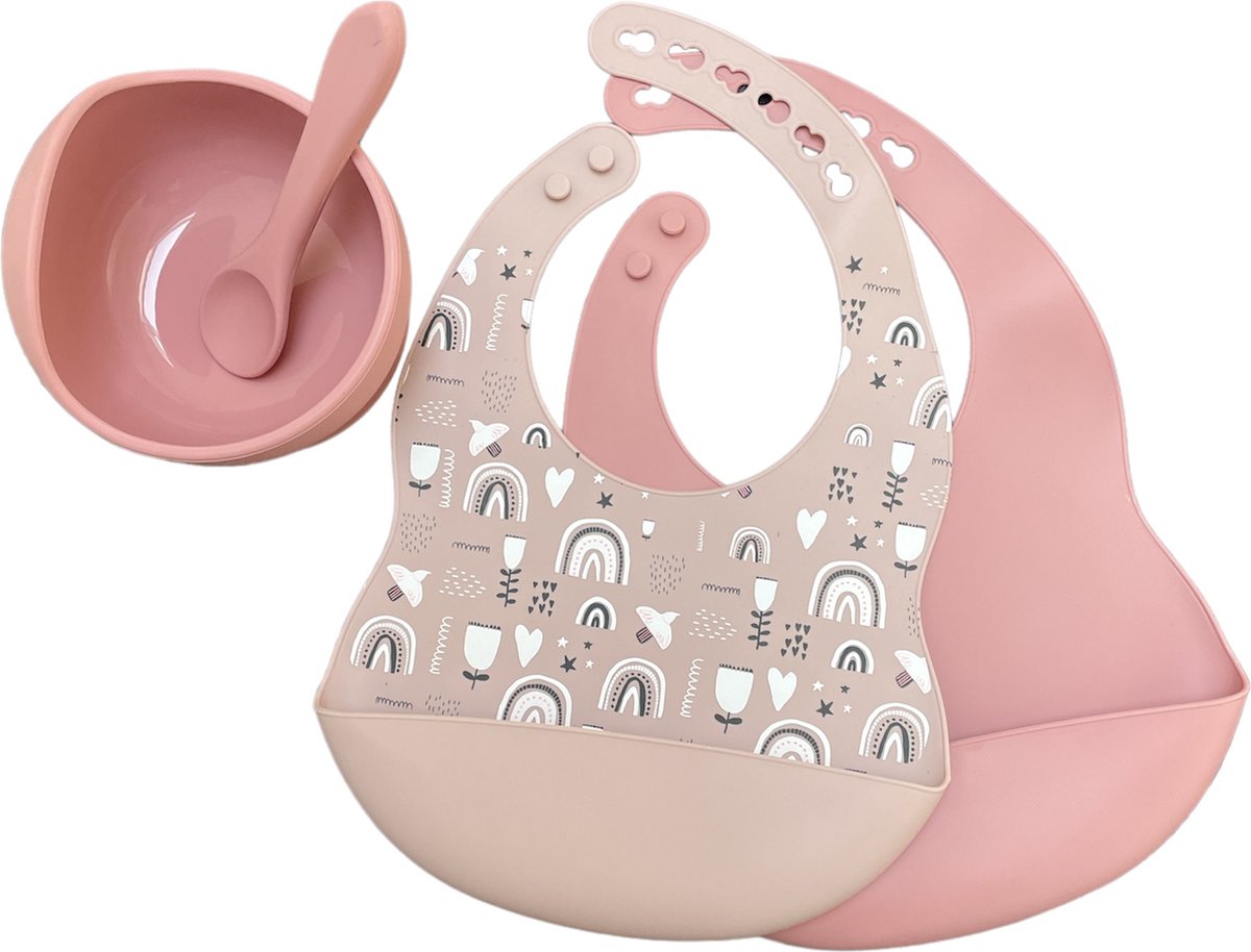 Rice Melamine kinderbord met 4-delige indeling - roze - Hero Print