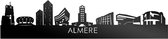 Skyline Almere Zwart Glanzend - 80 cm - Woondecoratie - Wanddecoratie - Meer steden beschikbaar - Woonkamer idee - City Art - Steden kunst - Cadeau voor hem - Cadeau voor haar - Jubileum - Trouwerij - WoodWideCities