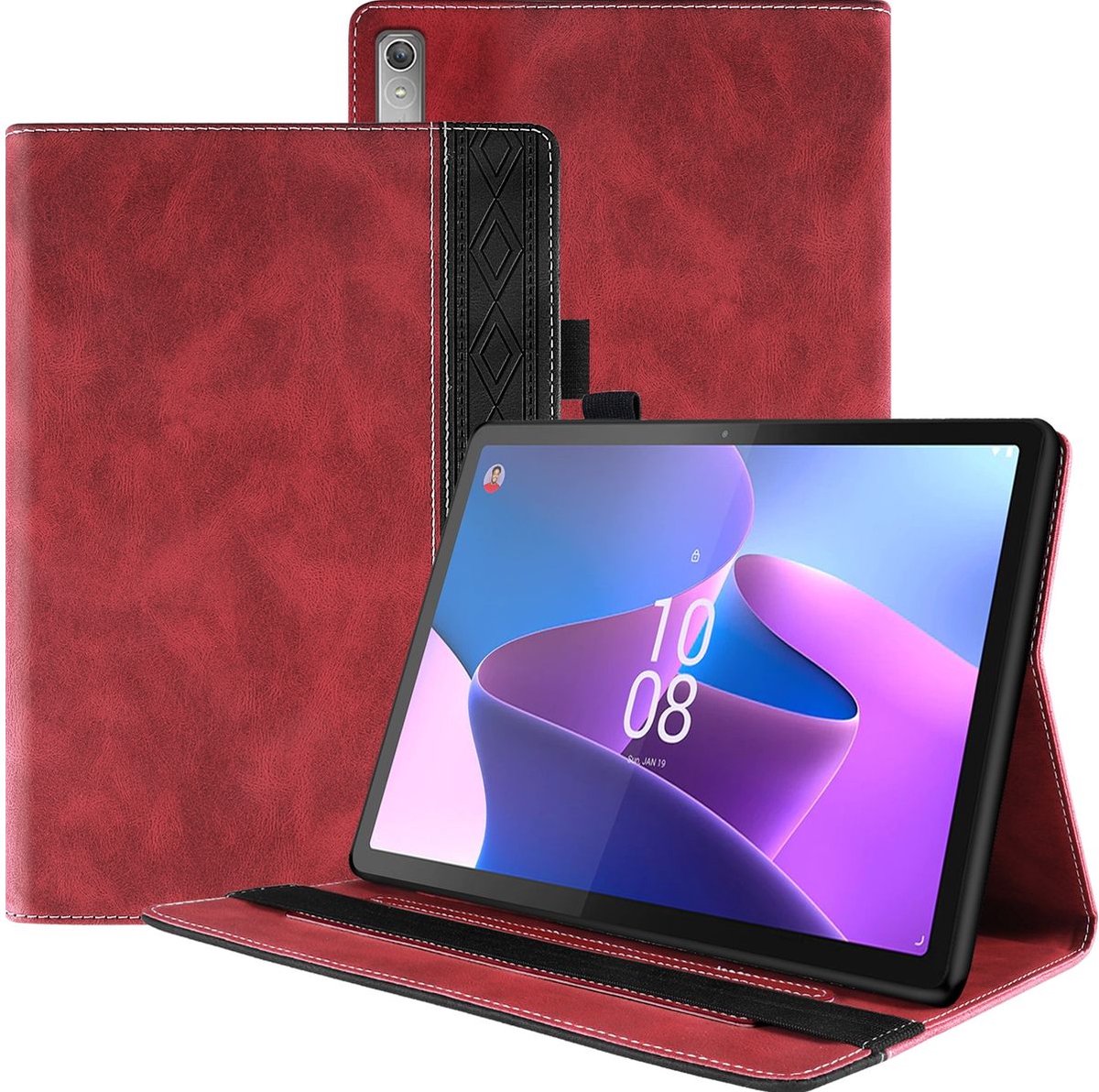 Mobigear Tablethoes geschikt voor Lenovo Tab P11 Pro Gen 2 Hoes | Mobigear Folio Bookcase + Stylus Houder - Rood