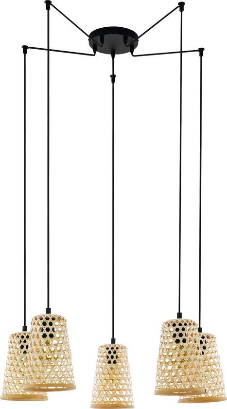 EGLO Claverdon Hanglamp - 5 lichts - Ø18 cm - E27 - Zwart
